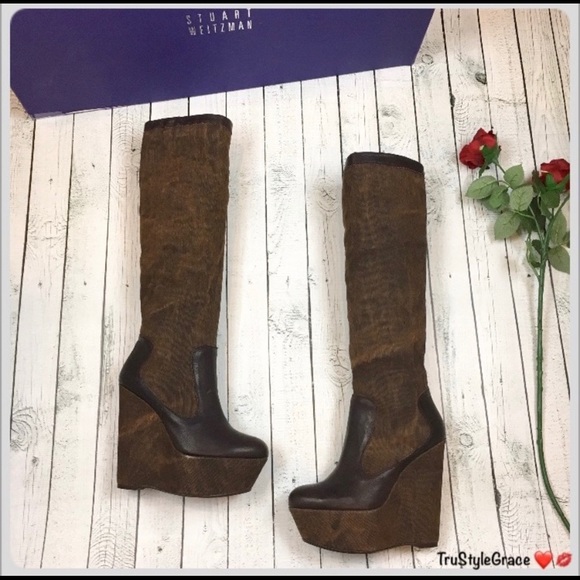 BNIB Stuart Weitzman Kneedeep Platform Wedge Boots - Picture 2 of 8